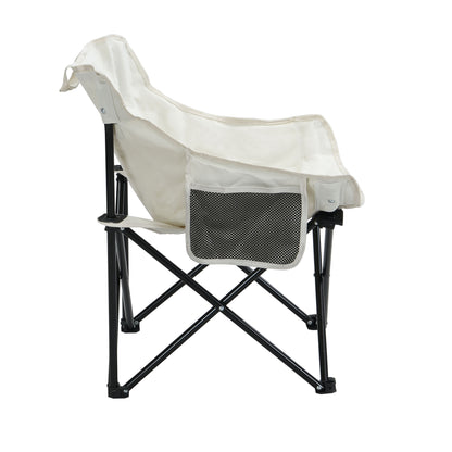 2 Pieces Outdoor Camping Chairs Folding / Portable, Comfortable Seating, Durable Steel Frame - Beige