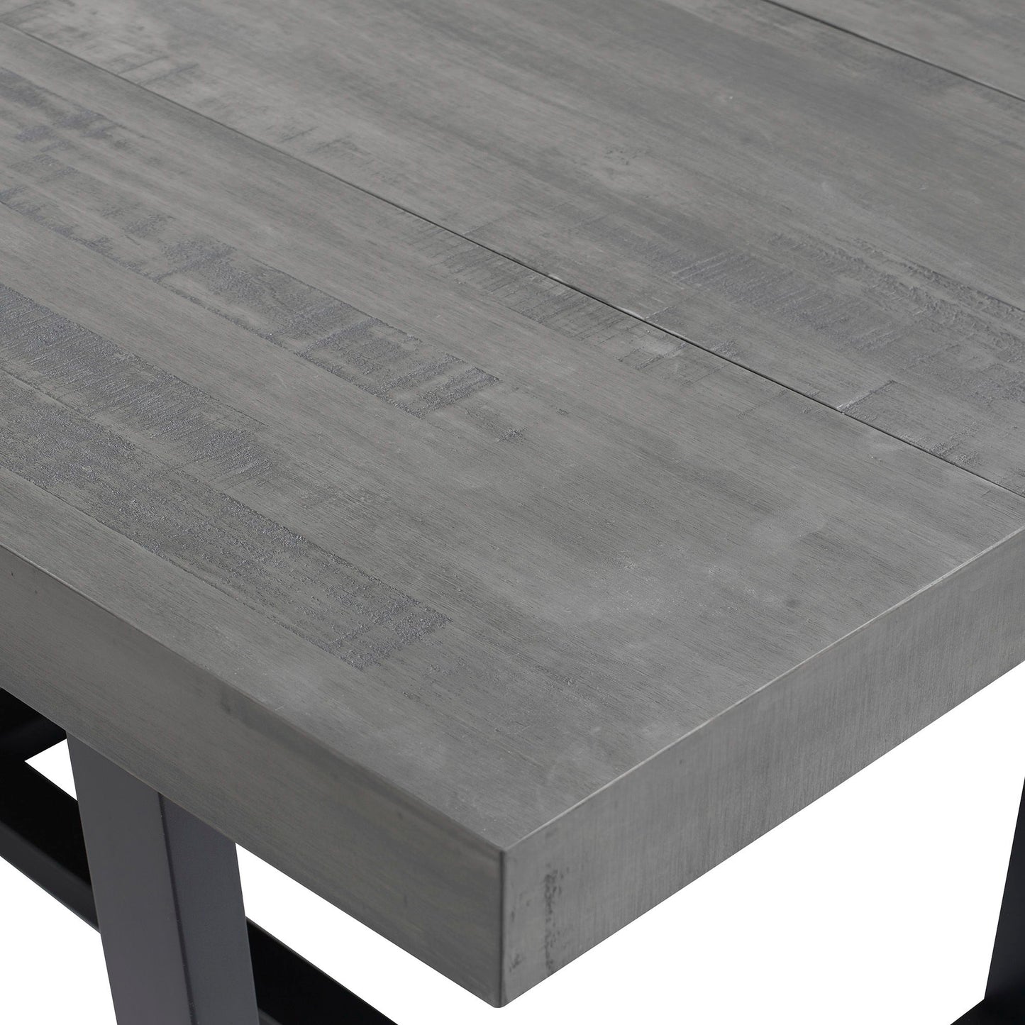 Rustic Metal And Solid Distressed Dining Table - Gray