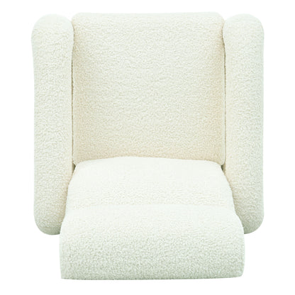Push Back Recliner Armchair Upholstered Single Sofa With Adjustable Backrest For Living Room - Beige