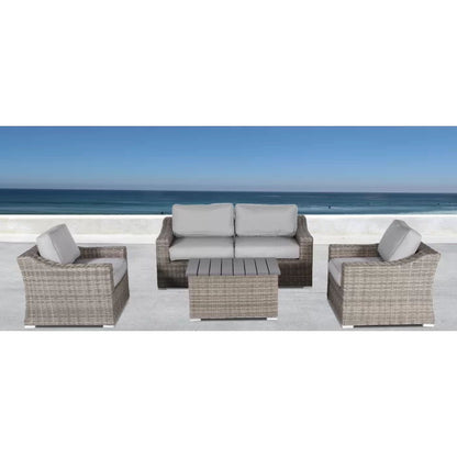 Stylish 4 Person Sofa Seating Group With Cushions Perfect For Outdoor Gatherings - Gray Mix