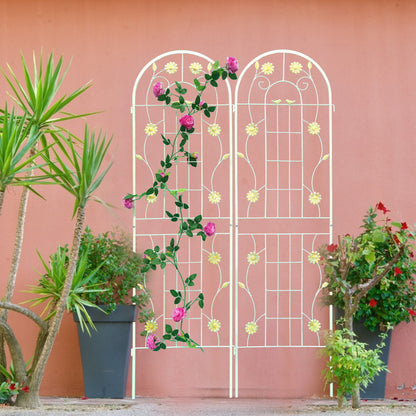 4 Pack Metal Garden Trellis Rustproof Trellis For Climbing Plants Outdoor Flower Support - Cream White