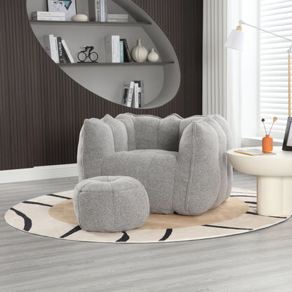 Soft Bean Bag Chair With High Resilient Foam (Chips) - Gray