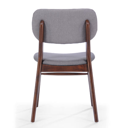 Mid Century Modern Upholstered Dining Chairs With Splayed Rubberwood Legs (Set of 2) - Light Gray