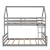 Twin Over Full House Bunk Bed With Built-In Ladder - Gray