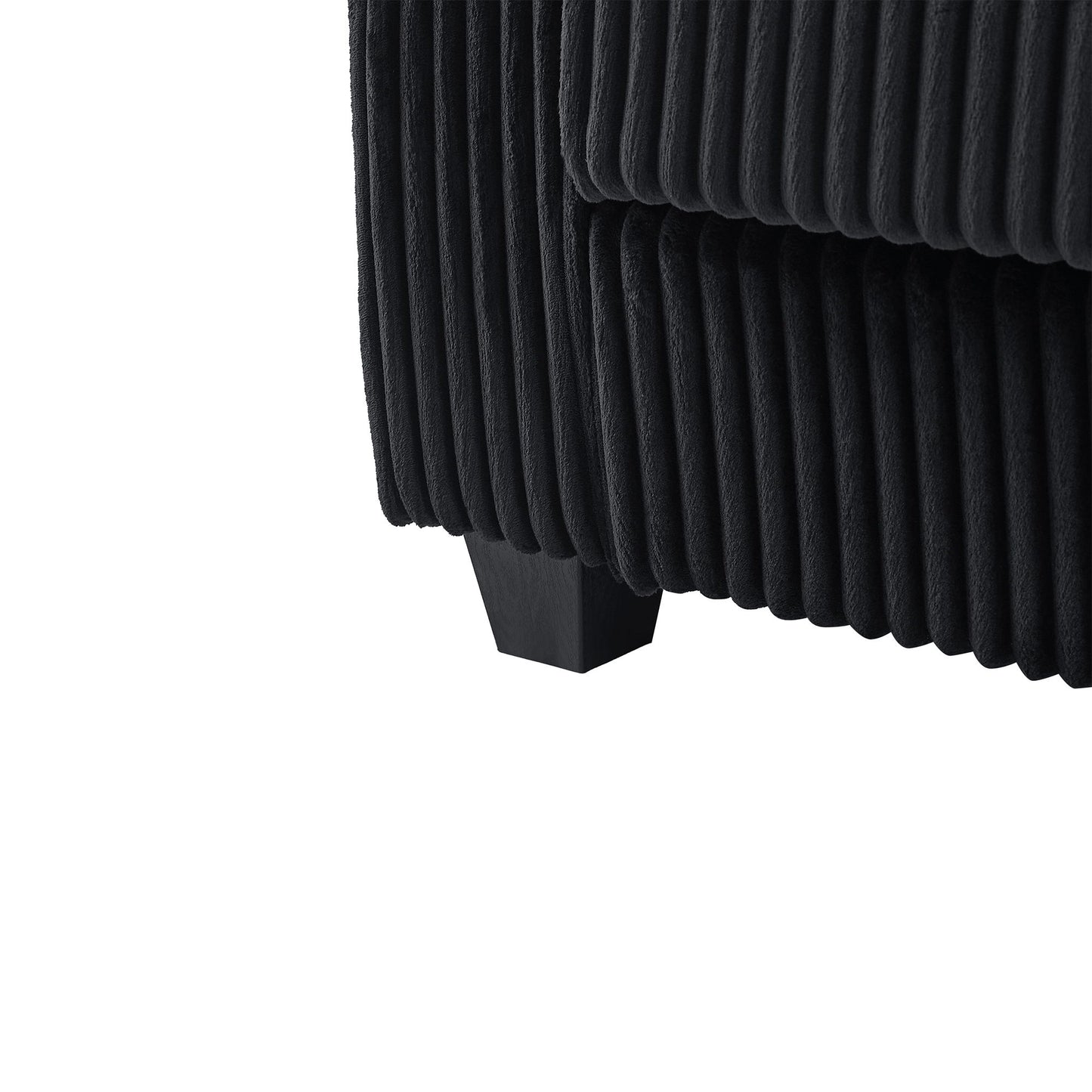 Modern 4 Seater Corduroy Sofa Couch With USB Ports And Hidden Storage - Black
