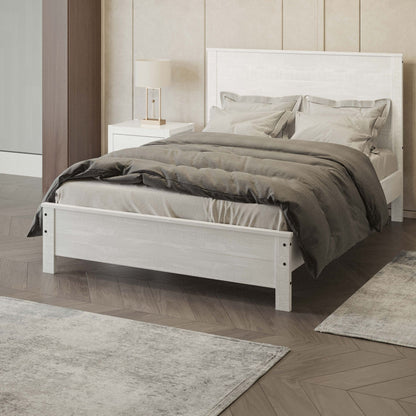 Albany - Twin Bed Frame Modern Rustic Solid Wood With Headboard, Heavy Duty Twin Size, Box Spring Needed - White