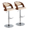 Pino - Mid-Century Modern Adjustable Barstool With Swivel (Set of 2) - Walnut / Cream