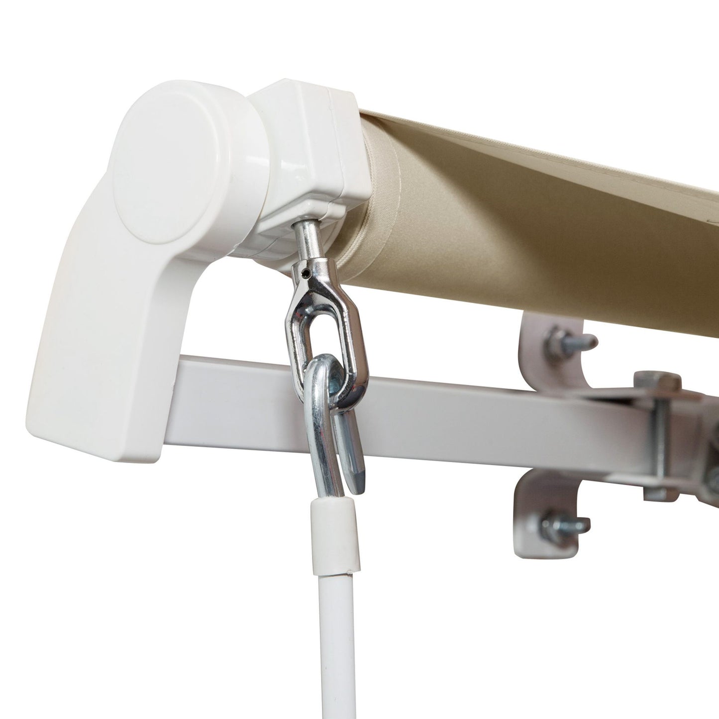 Outsunny - 12' x 8' Retractable Awning Patio Awnings Sun Shade Shelter With Manual Crank Handle, 280G / M����������� Uv & Water-Resistant Fabric And Aluminum Frame For Deck, Balcony, Yard - Cream White
