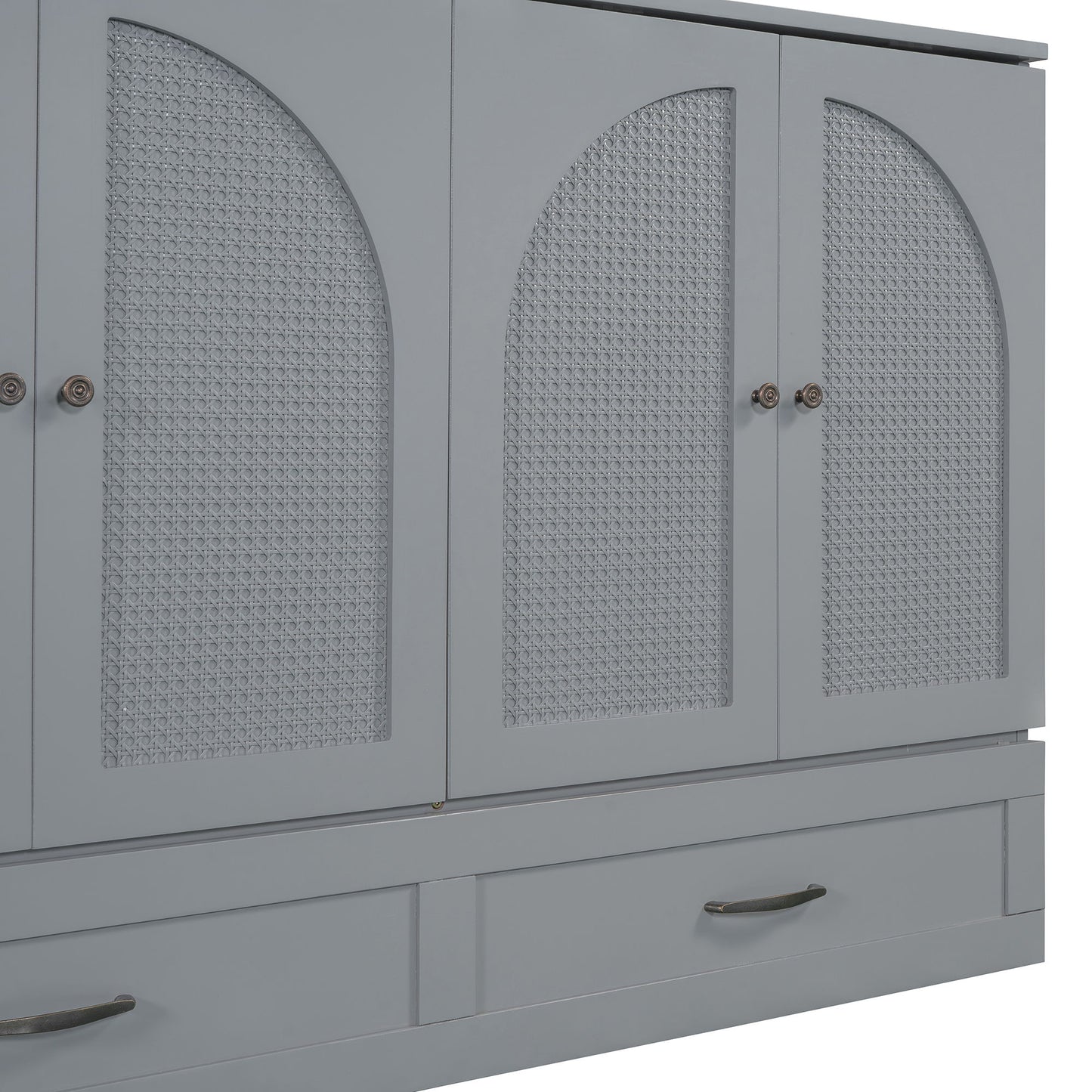 Queen Size Murphy Bed With Large Drawers - Gray