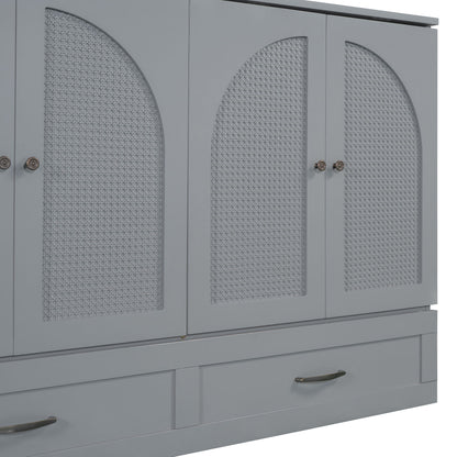 Queen Size Murphy Bed With Large Drawers - Gray