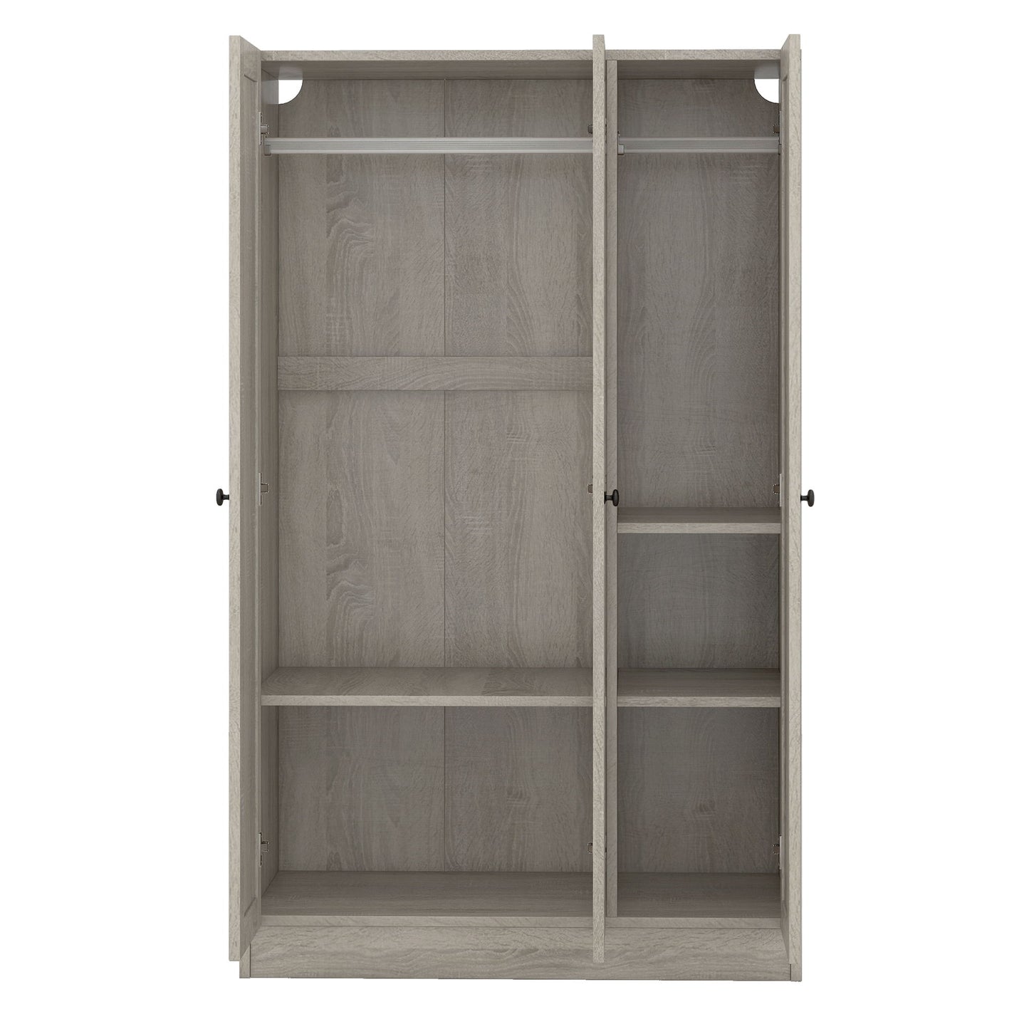 3 Door Shutter Wardrobe With Shelves - Gray