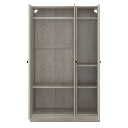 3 Door Shutter Wardrobe With Shelves - Gray
