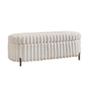 Faux Fur Flip Top Storage Bench With Metal Legs, Wide, Bed End Stool Foot Rest - Beige