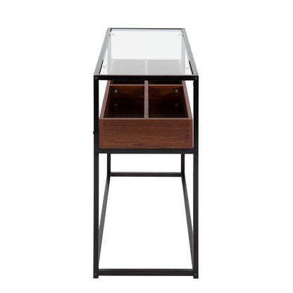 Display Contemporary Console Table - Black / Walnut / Clear