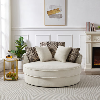 Swivel Accent Barrel Chair With 5 Movable Pillow 360 Degree Swivel Round Sofa Chair For Living Room, Bedroom, Hotel - Beige