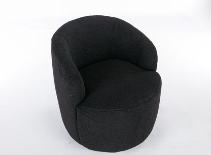 Teddy Fabric Swivel Accent Armchair Barrel Chair With Black Powder Coating Metal Ring - Black