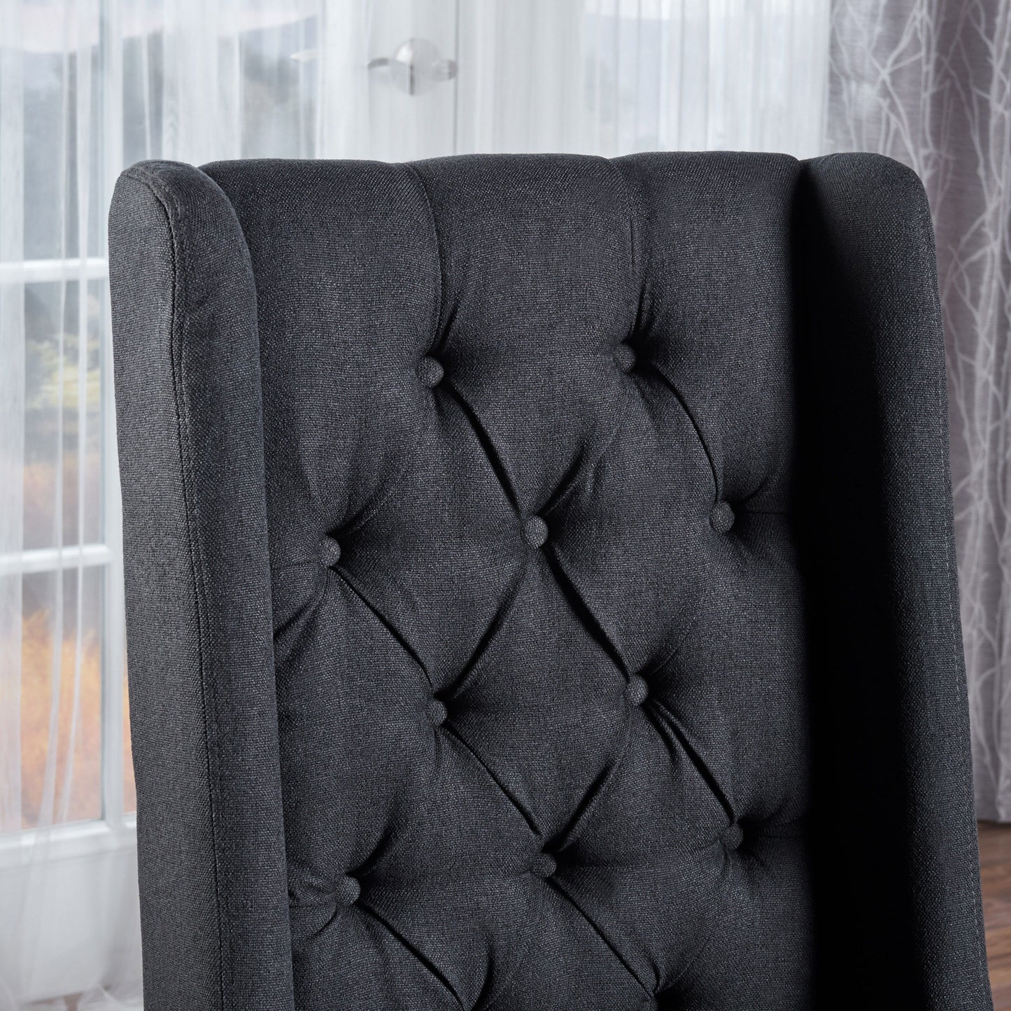 Contemporary Dining Chair (Set of 2) With Tufted Design - Charcoal