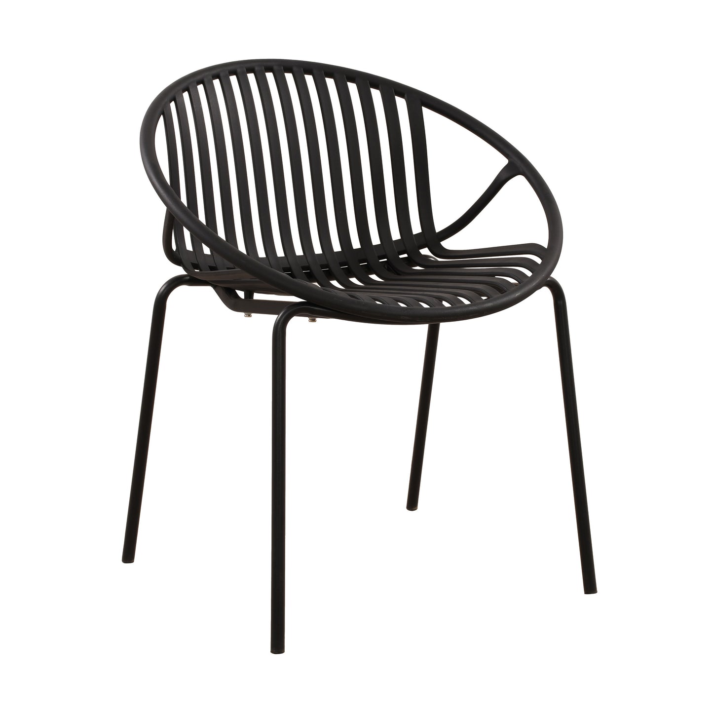 Modern Metal And Polypropylene 7 Piece Outdoor Dining Set With Stackable Chairs - Black