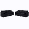 Oversized Deep Seat Luxury 2 Piece Sofa Set, Modern Chenille Comfy Cloud Couches For Living Room Office - Black