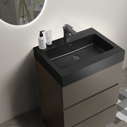 Alice - 24" Bathroom Vanity With Sink, Large Storage Freestanding Bathroom Vanity For Modern Bathroom, One-Piece Black Sink Basin Without Drain And Faucet - Black / Gray