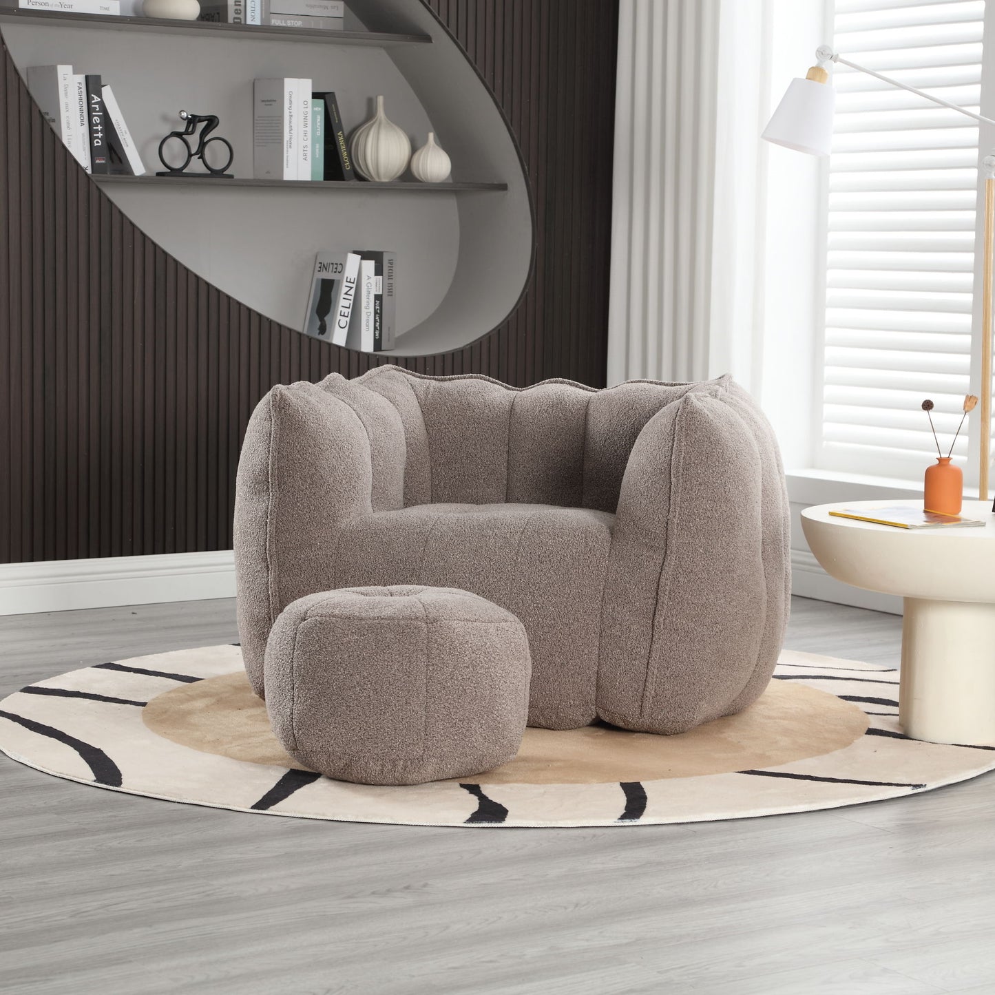 Soft Bean Bag Chair With High Resilient Foam (Chips) - Coffee