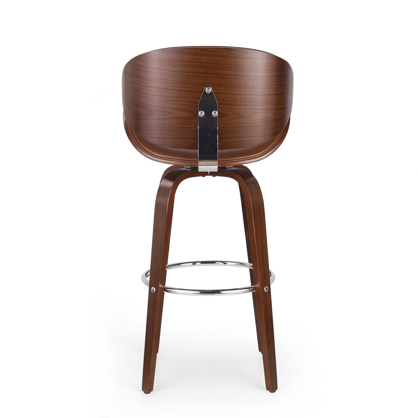 Lumos - Mid Century Modern Upholstered Swivel Barstool - Walnut / Brown