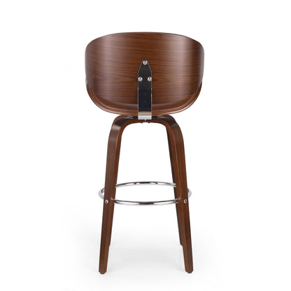Lumos - Mid Century Modern Upholstered Swivel Barstool - Walnut / Brown