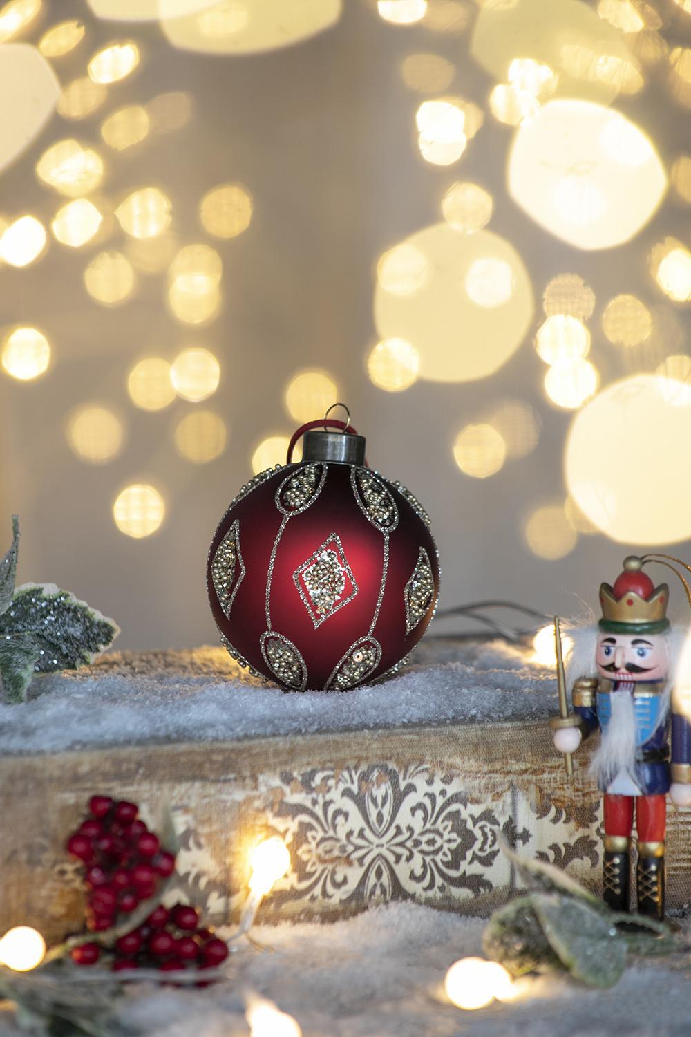 Christmas Ball Ornaments, Glass Decorative Hanging Ball Christmas Tree Ornaments, For Holiday Party Decorations (Set of 12) - Red
