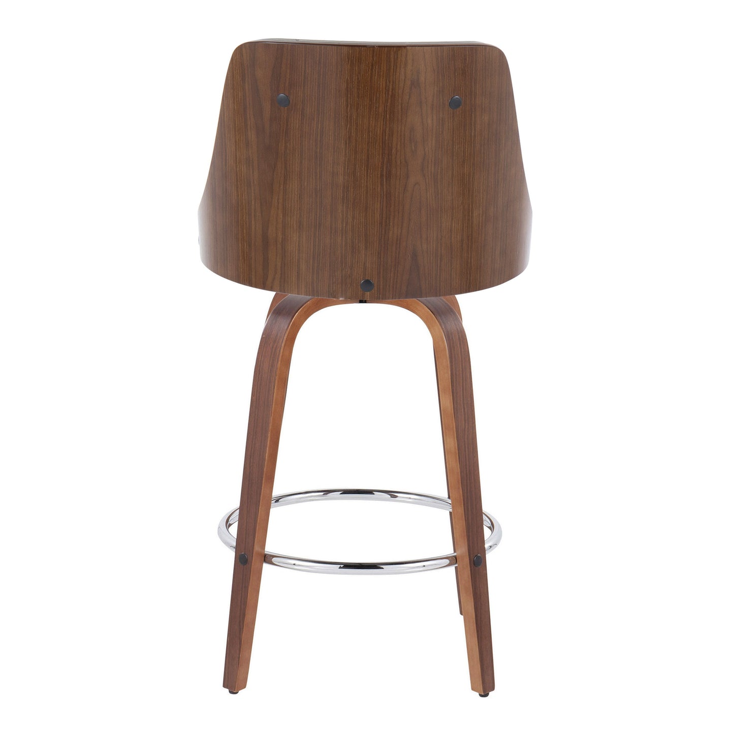 Gianna - Mid-Century Modern Fixed Height Counter Stool With Swivel With Round Footrest (Set of 2) - Walnut / Light Gray
