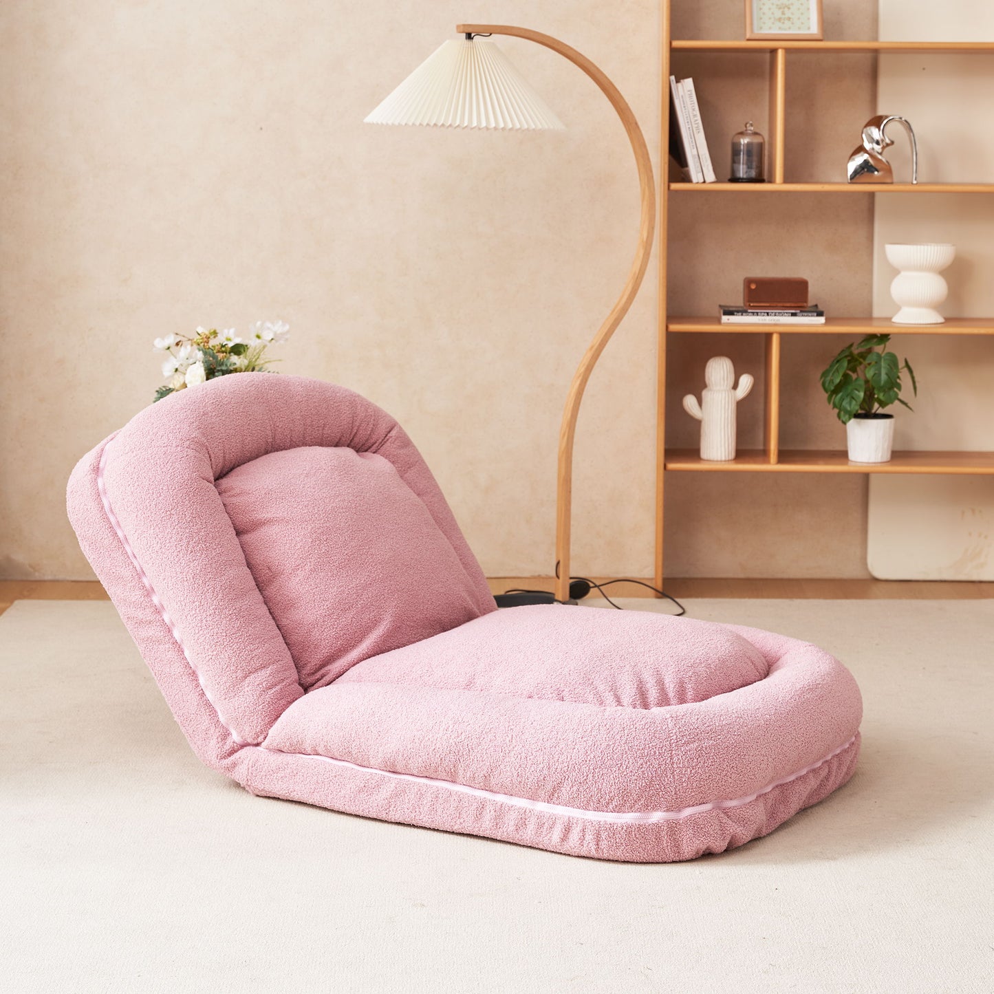 Triple Fold Pink Down Sofa Bed - Pink