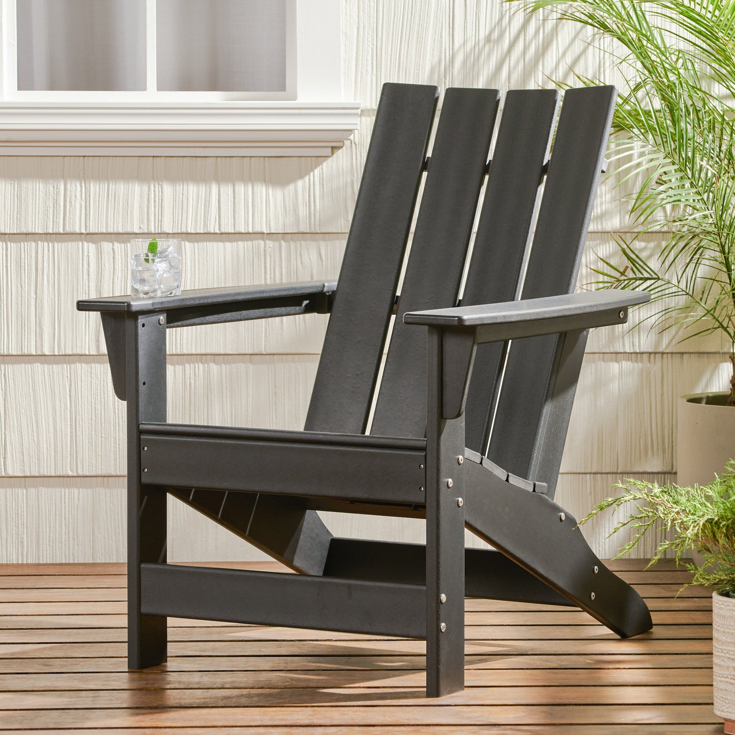 Enigmara - Outdoor High Density Resin Adirondack Chair - Black