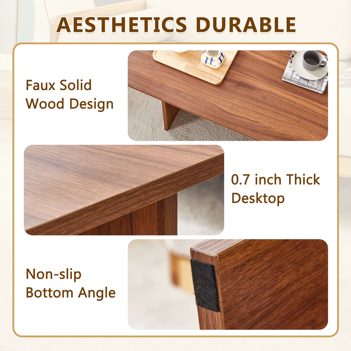Modern Triangular Support Tea Table, Lightweight And Stable, Perfectly Integrating Nature And Industry - Walnut
