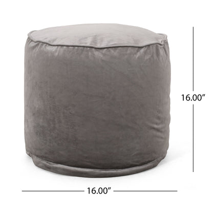 Shimon - Cylinder Pouf Ottoman And Floor Cushion - Pewter Gray