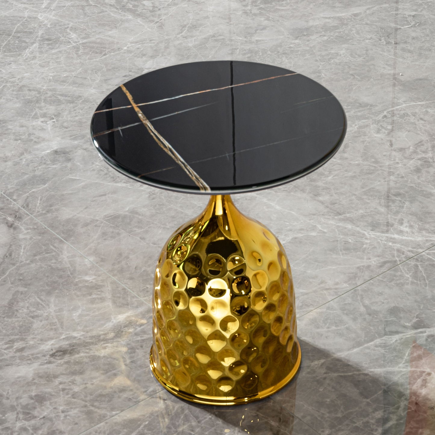 Nordic Style Iron Round Tray Coffee Table Carbon Steel - Gold