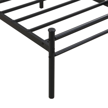 Queen Size Modern Metal Bedframe With Headboard, Durable Steel Structure - Black / Brown