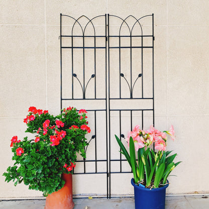 4 Pack Metal Garden Rustproof Trellis For Climbing Plants, Outdoor Flower Support - Black
