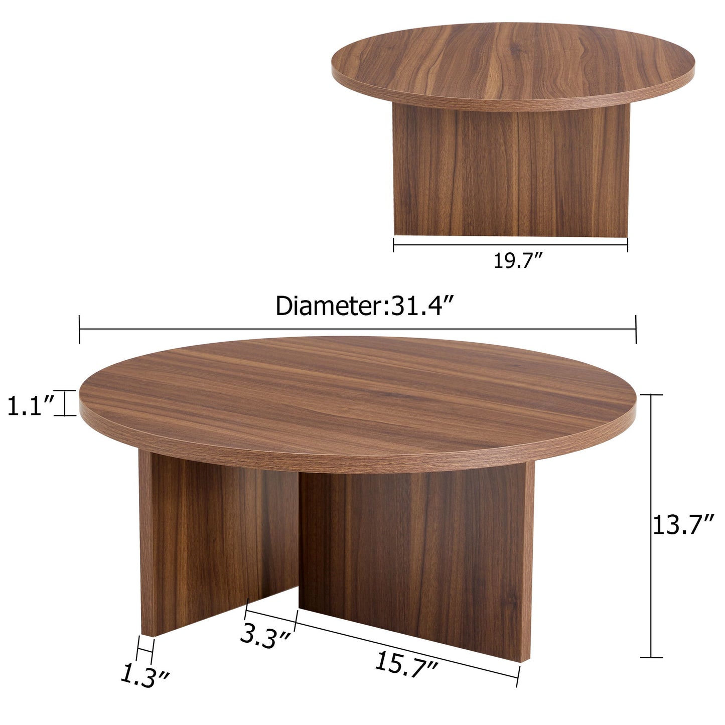 Versatile Round Coffee Table For Diverse Interior Styles, Blending Modern Minimalism With Nordic Elegance - Walnut
