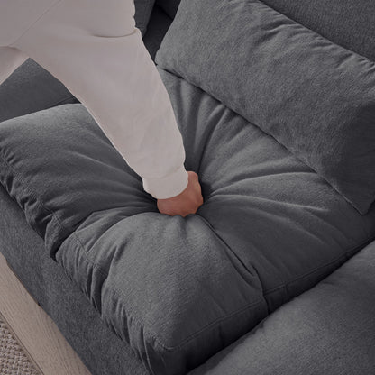 Modern Modular L Shaped Chenille Sofa Couch Reversible Ottoman With Storage Removable And Washable Cushions Sofa With USB Ports & Cup Holder For Living Room - Dark Gray