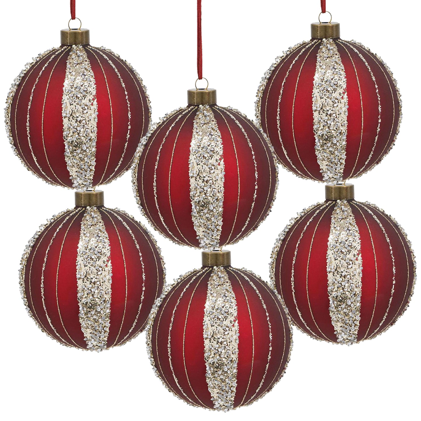 Christmas Ball Ornaments, Glass Decorative Hanging Ball Christmas Tree Ornaments For Holiday Decorations (Set of 6) - Red