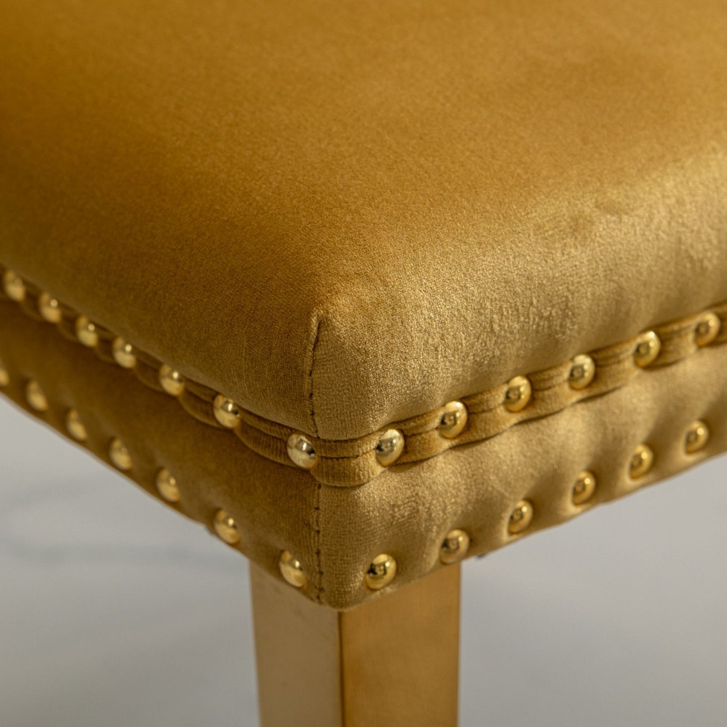 Nikki - Modern, High-End Tufted Solid Wood Contemporary Velvet Upholstered Dining Chair With Golden Stainless Steel Plating Legs, Nailhead Trim (Set of 2) - Gold