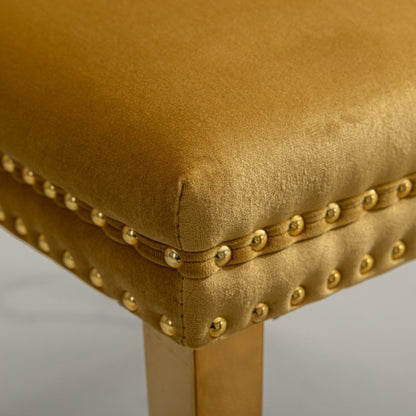 Nikki - Modern, High-End Tufted Solid Wood Contemporary Velvet Upholstered Dining Chair With Golden Stainless Steel Plating Legs, Nailhead Trim (Set of 2) - Gold