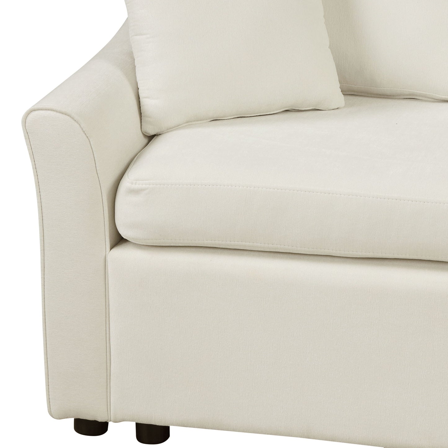 L-Shaped Sofa Convertible Sofa Bed Pull Out Sofa Sleeper With Two Back Pillows, Two USB Ports And Two Power Sockets For Living Room - Beige