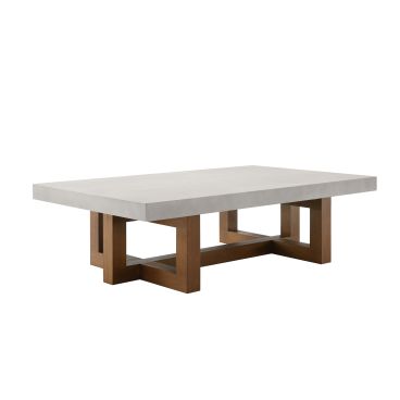 Keven - Faux Concrete Top Rectangular Coffee Table - Walnut