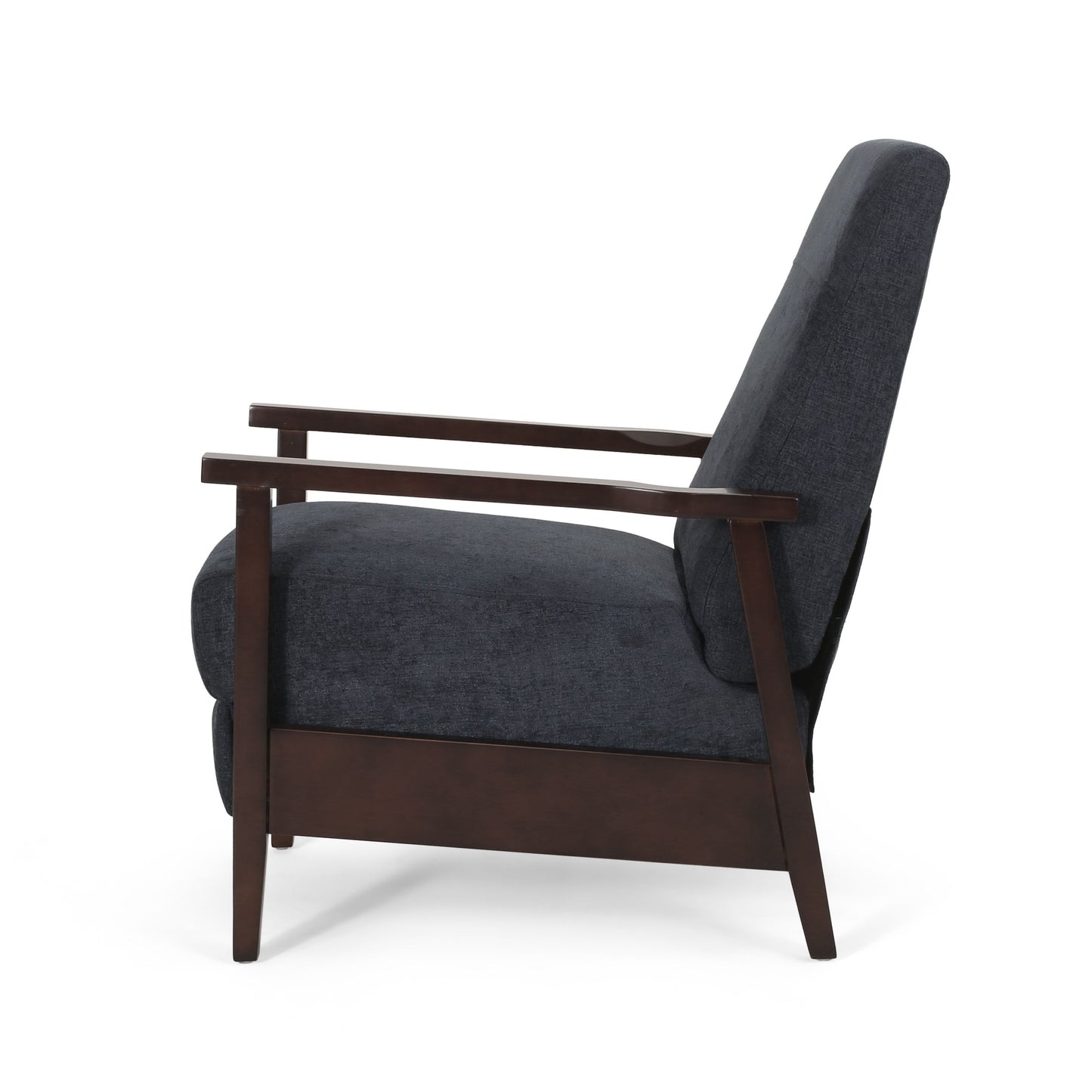 Wide Wood Hand Manual Club Recliner - Charcoal