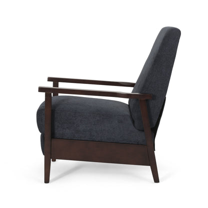 Wide Wood Hand Manual Club Recliner - Charcoal