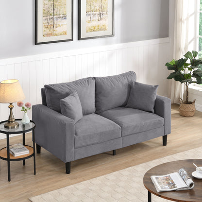 Modern Upholstered Resilience Loveseat Sofa With Wooden Frame, Comfy 2 Seat For Small Space - Light Gray