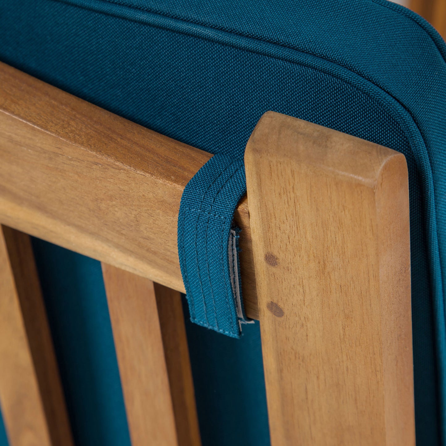 Casa Acacia Wood Club Chair (Set of 2) With Weather Resistant Cushions - Brown / Dark Teal