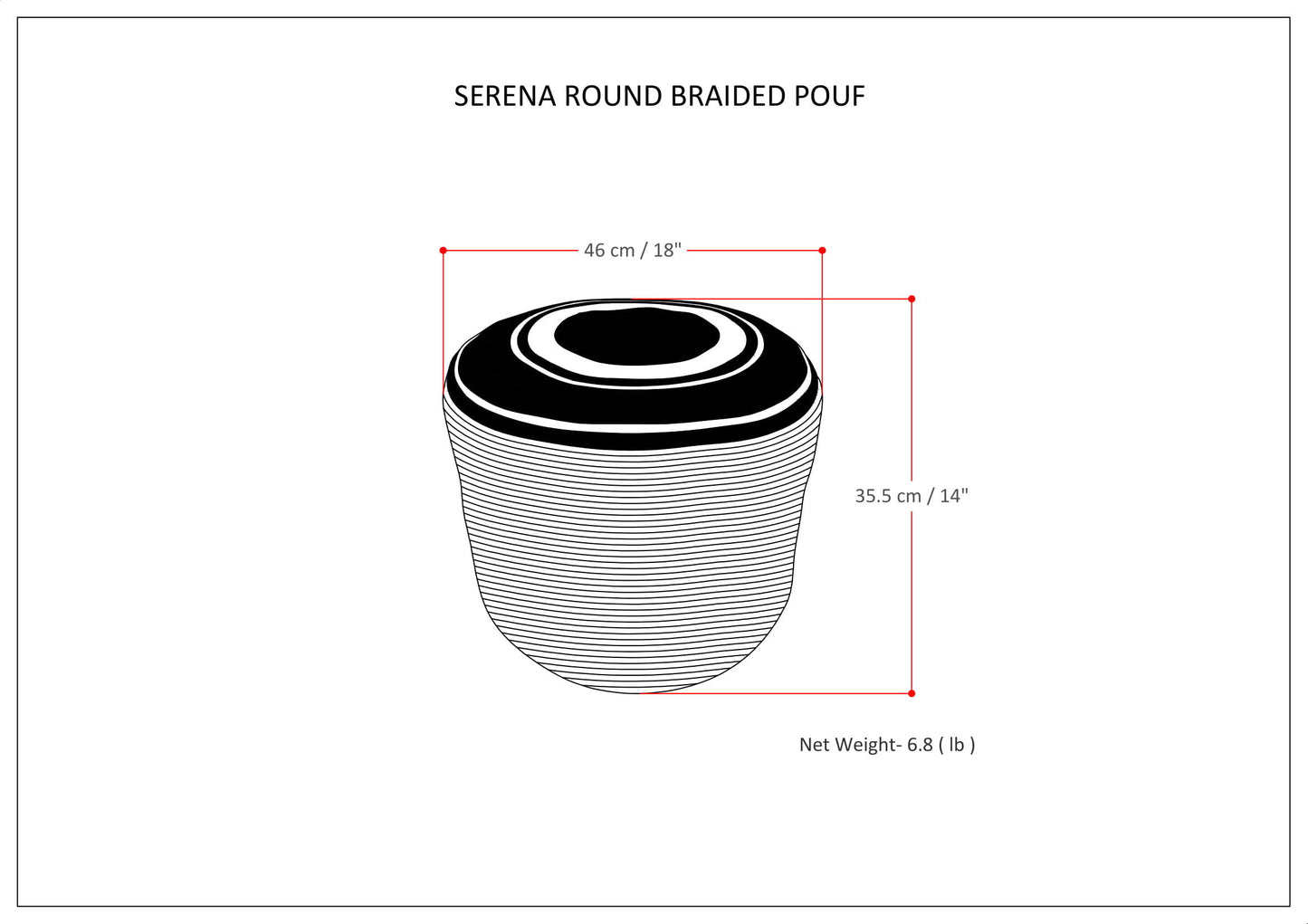 Serena - Round Braided Pouf - Natural