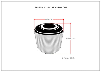 Serena - Round Braided Pouf - Natural