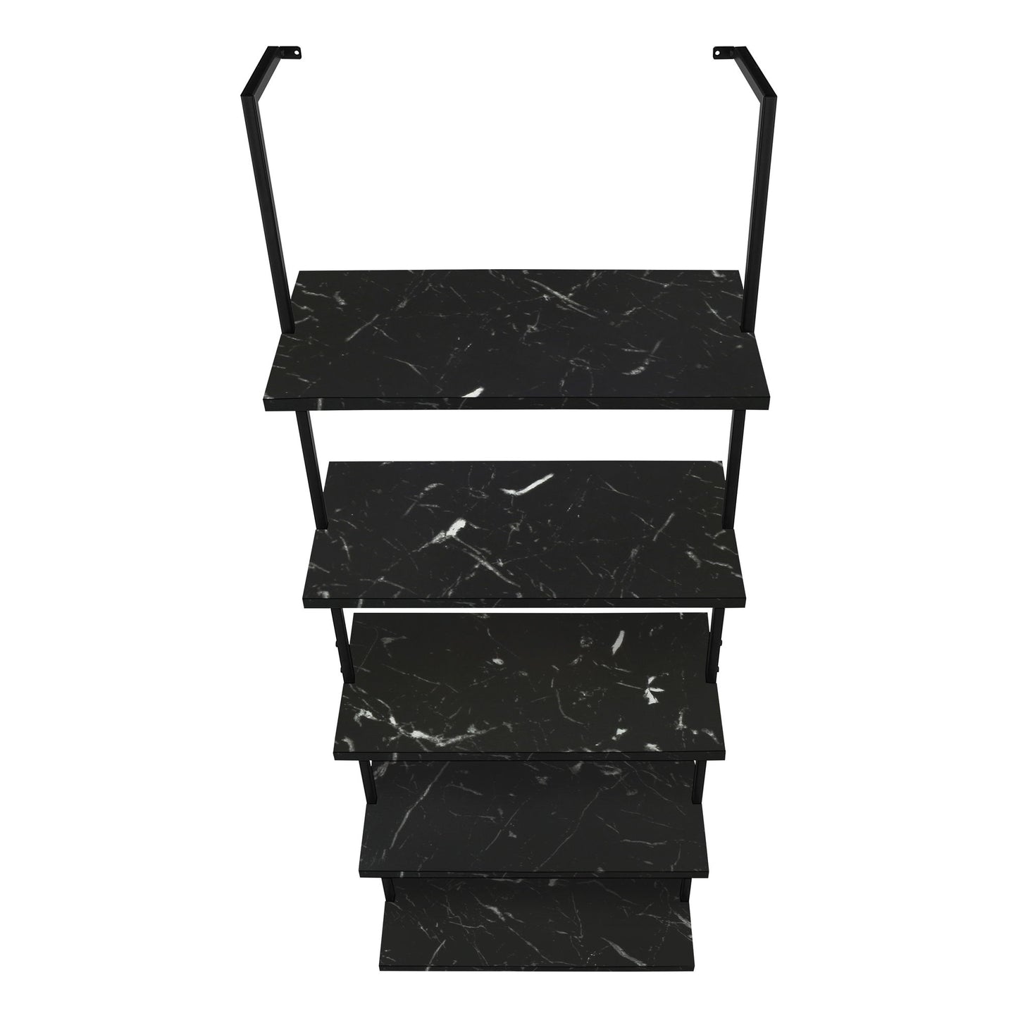 Bookshelf, Bookcase, Etagere, Ladder, 5 Tier, For Office, Marble Look Contemporary & Modern - Black